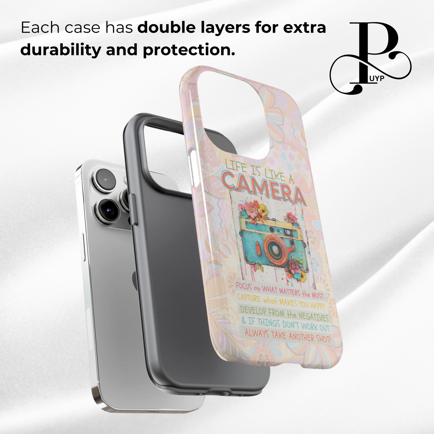 "Retro Camera" Phone Case with Motivational Quote