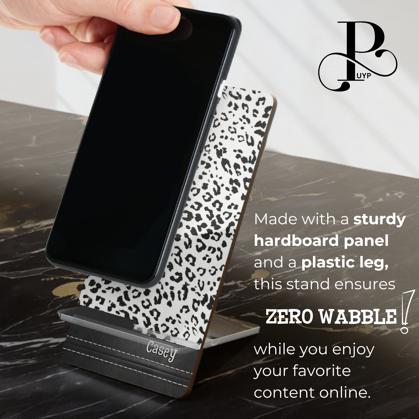 "Black and White Cheetah Print" Custom Mobile Display Stand