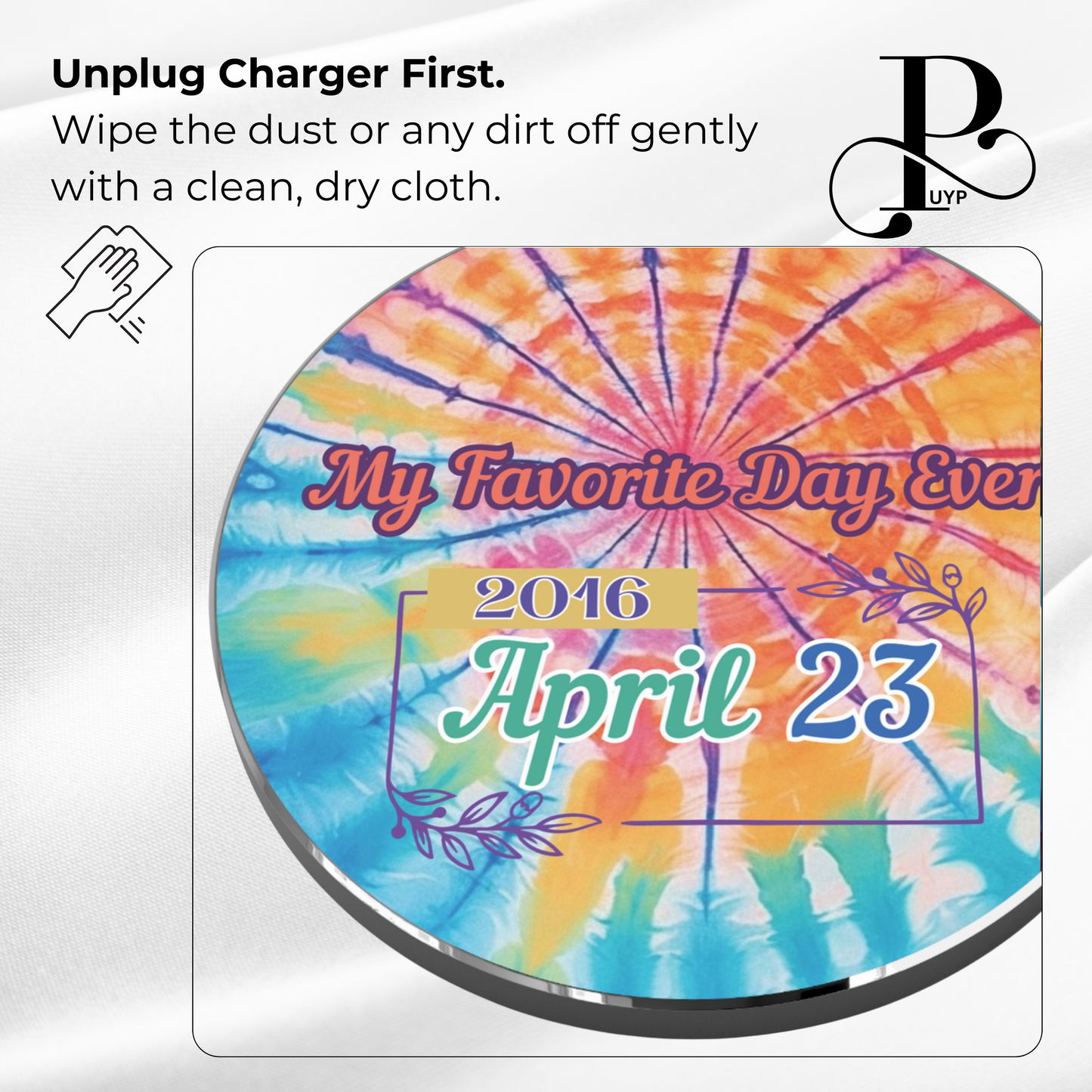 "My Favorite Day Ever" Custom Date Wireless Charger