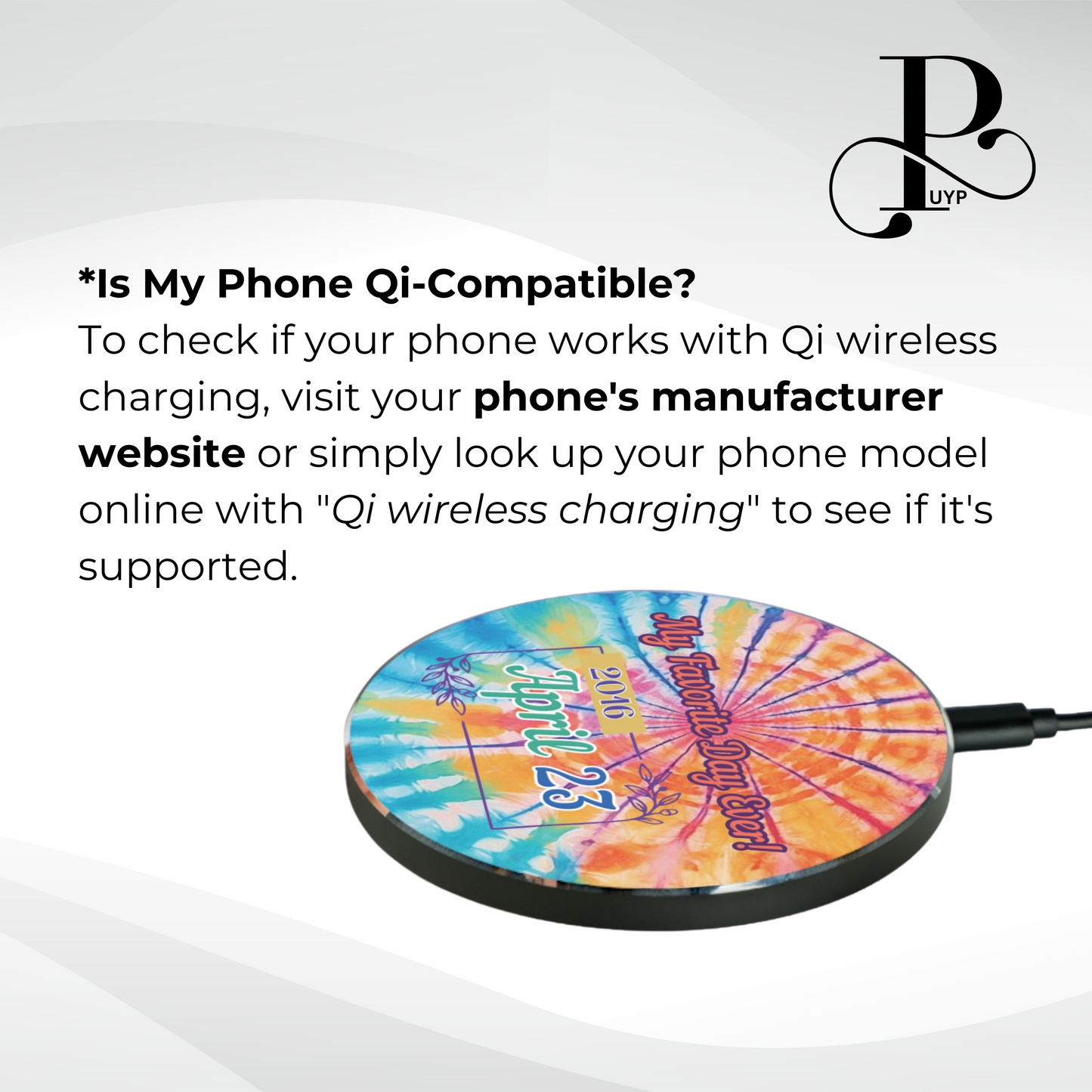 "My Favorite Day Ever" Custom Date Wireless Charger