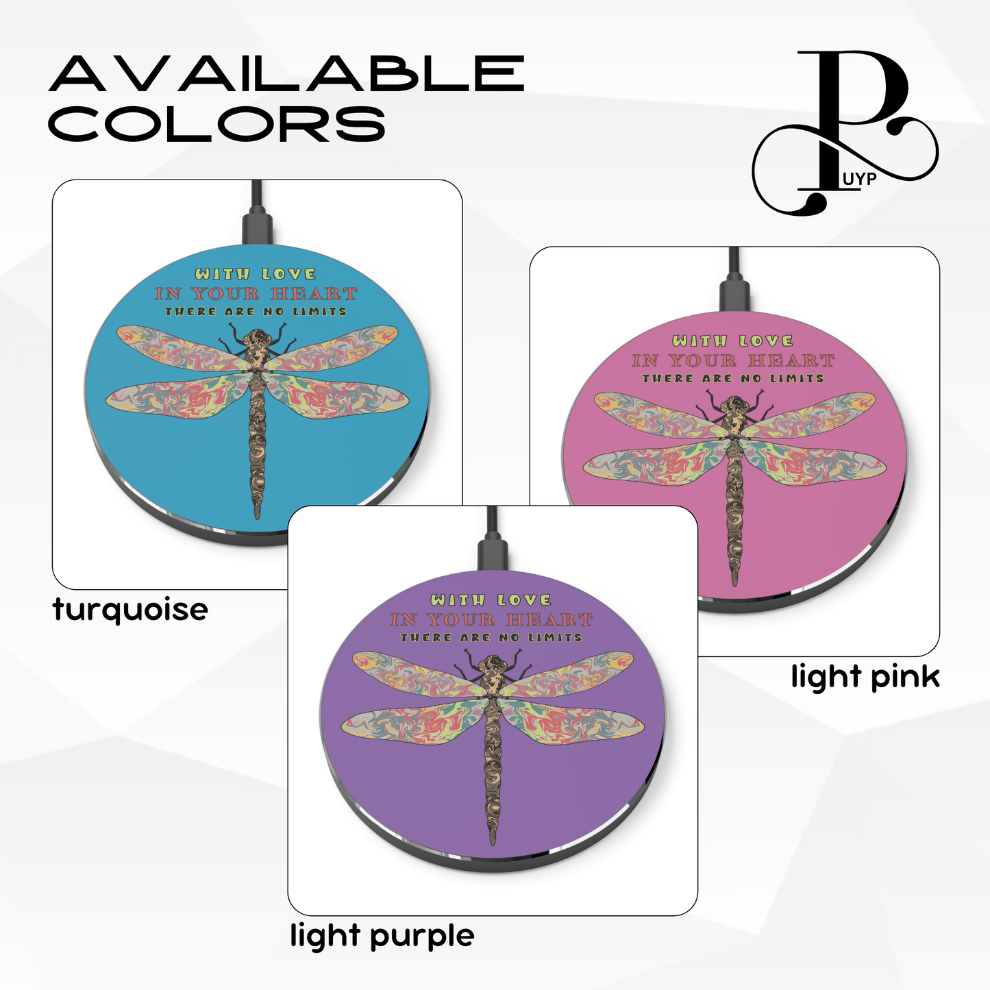 "Dragonfly" Wireless Charger with Beautiful Quote