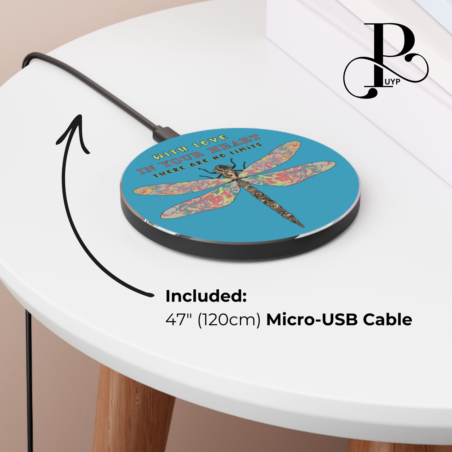 "Dragonfly" Wireless Charger with Beautiful Quote