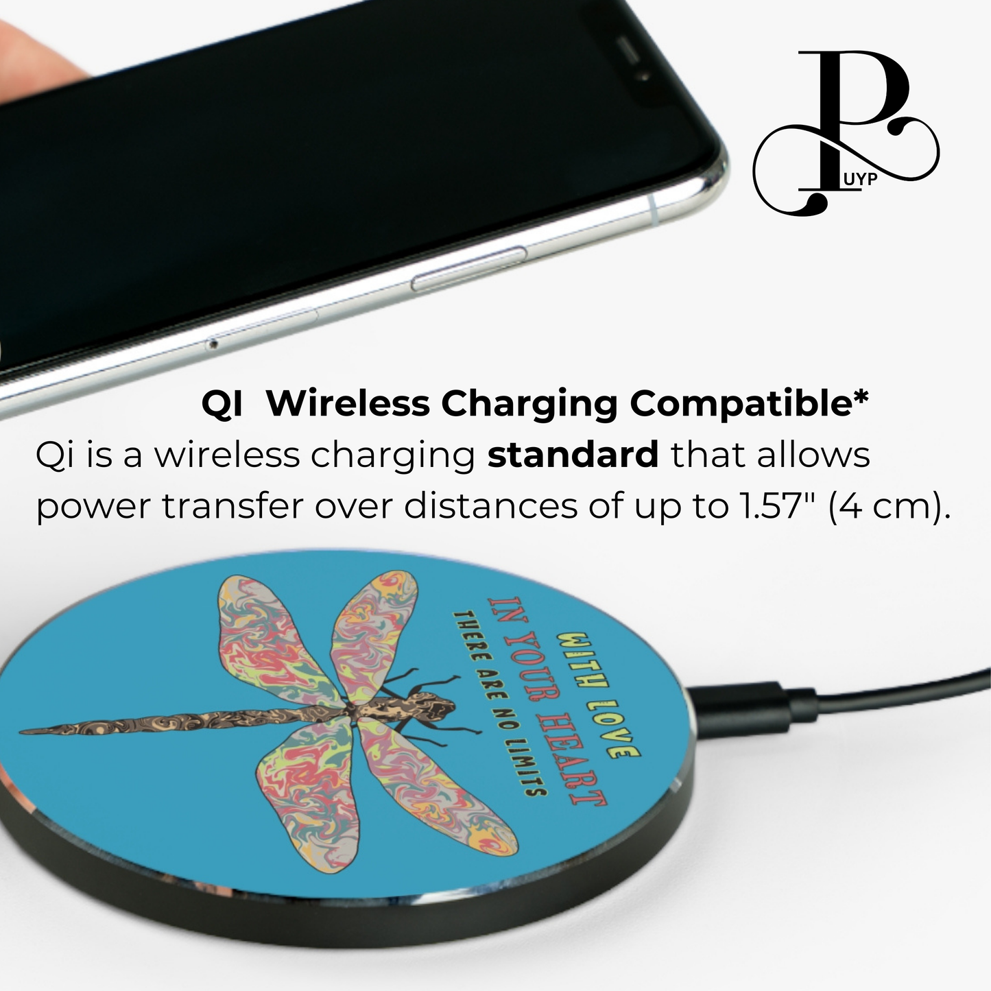 "Dragonfly" Wireless Charger with Beautiful Quote