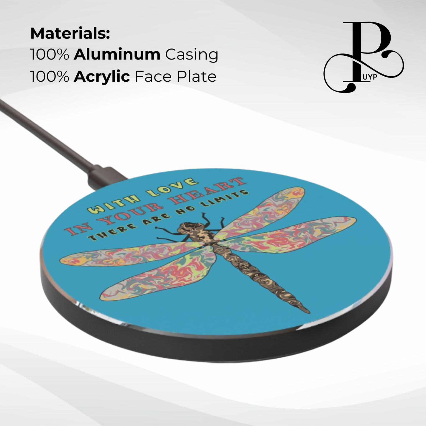 "Dragonfly" Wireless Charger with Beautiful Quote