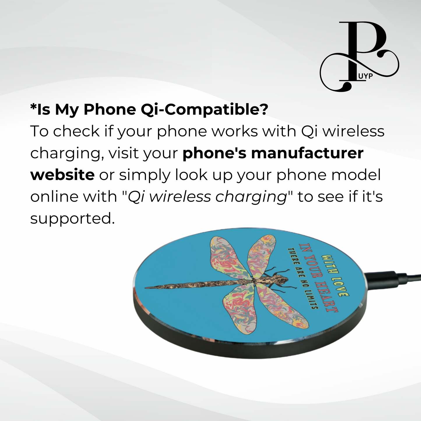 "Dragonfly" Wireless Charger with Beautiful Quote