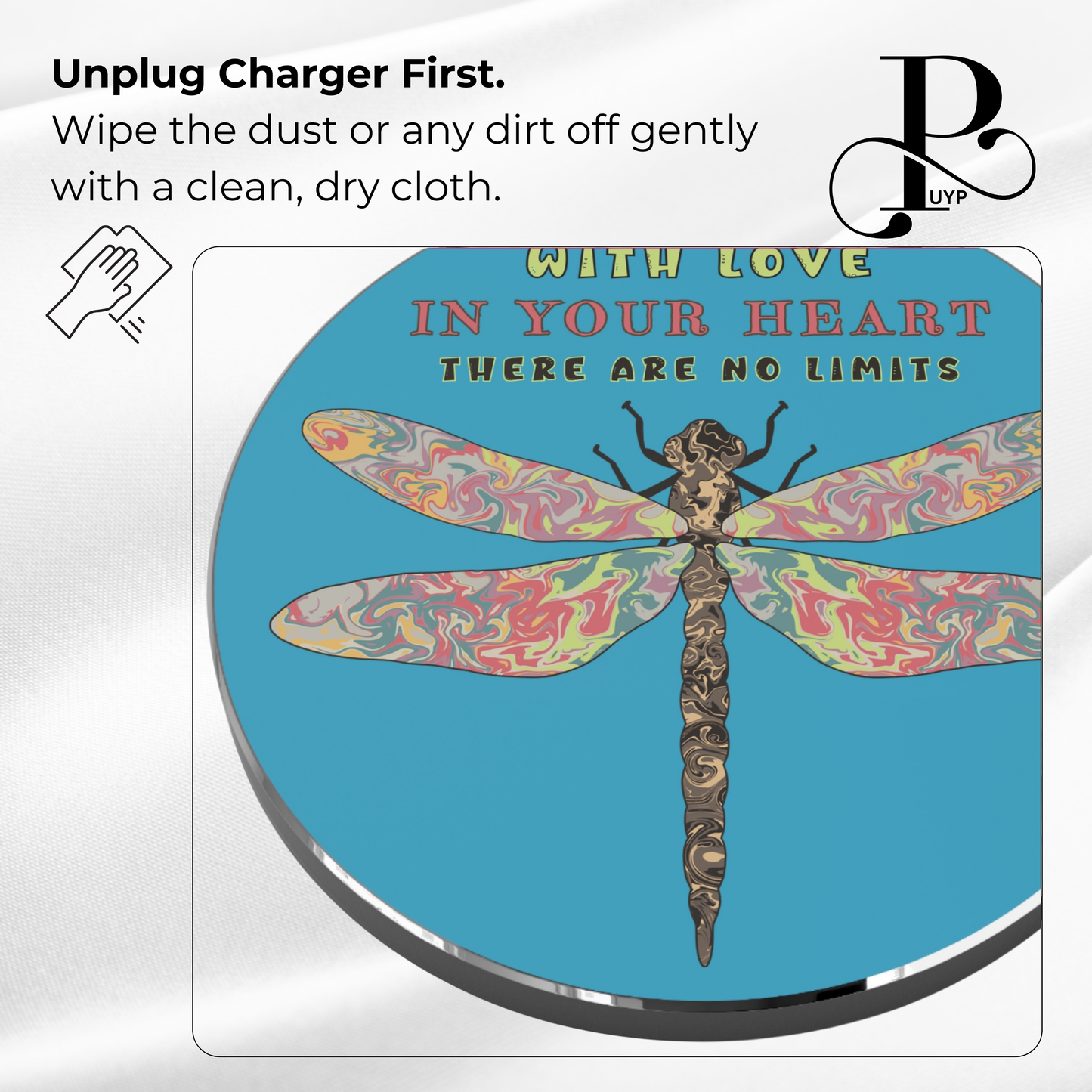 "Dragonfly" Wireless Charger with Beautiful Quote