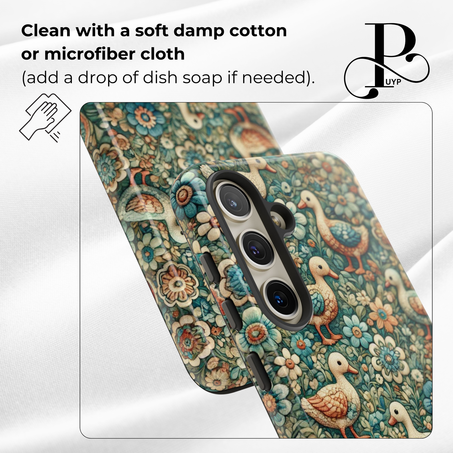 "Ducks in Bloom" Embroidered Phone Case