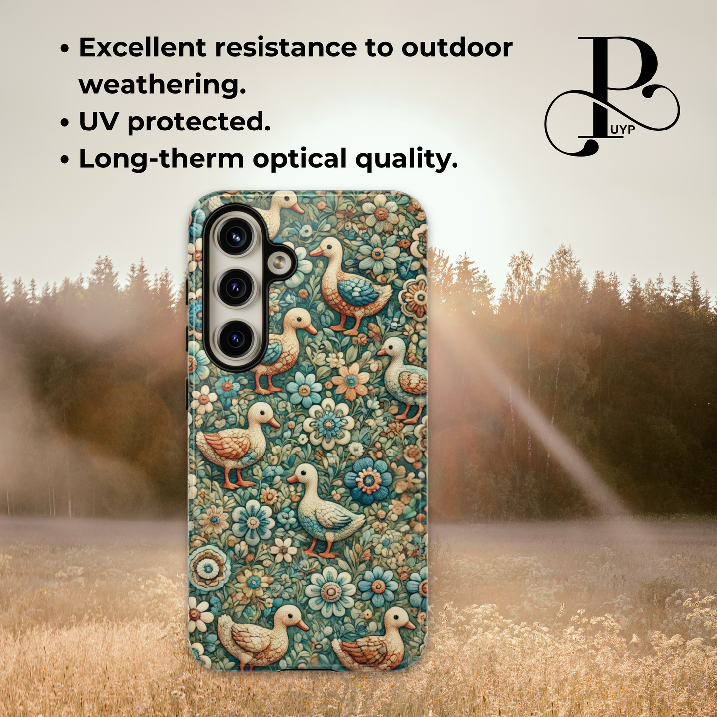 "Ducks in Bloom" Embroidered Phone Case