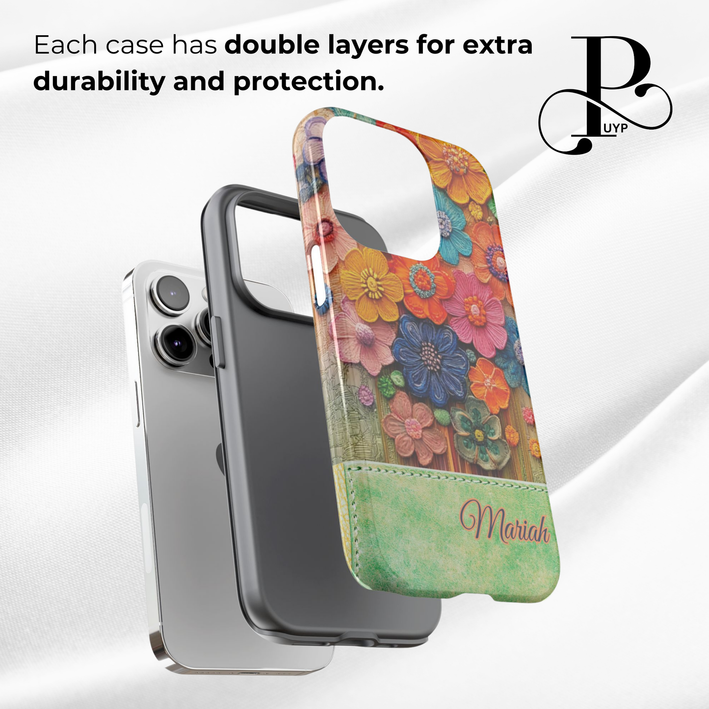 "Embroidered Wildflowers" Custom Phone Case