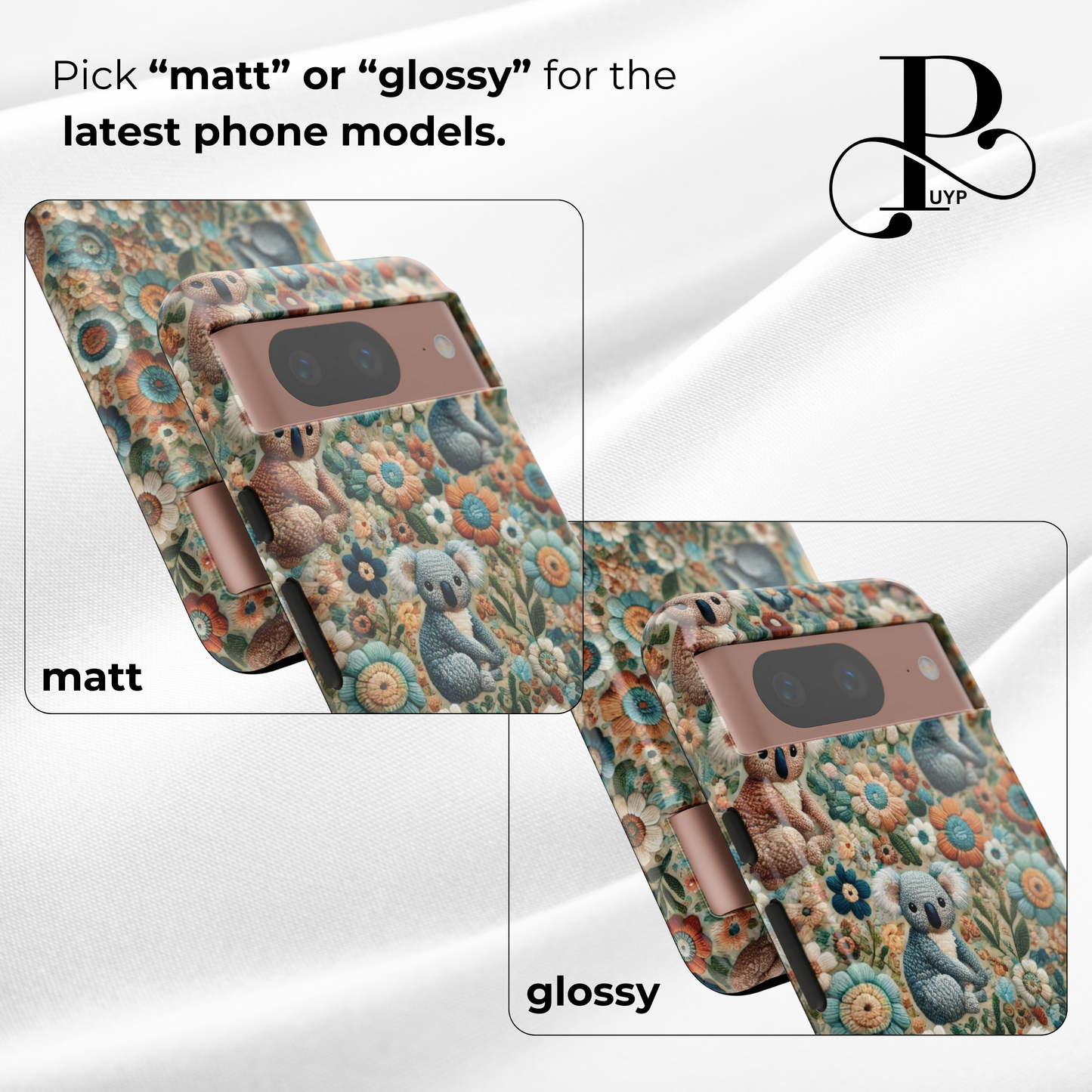 "Koala Bears in Bloom" Embroidered Phone Case