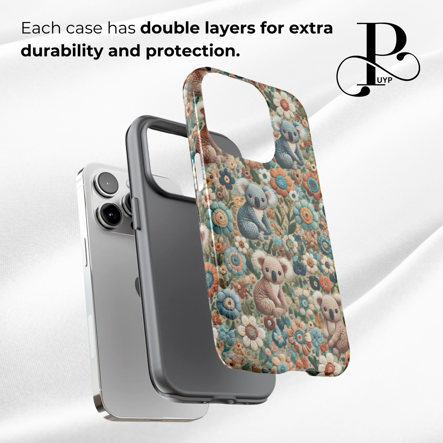"Koala Bears in Bloom" Embroidered Phone Case