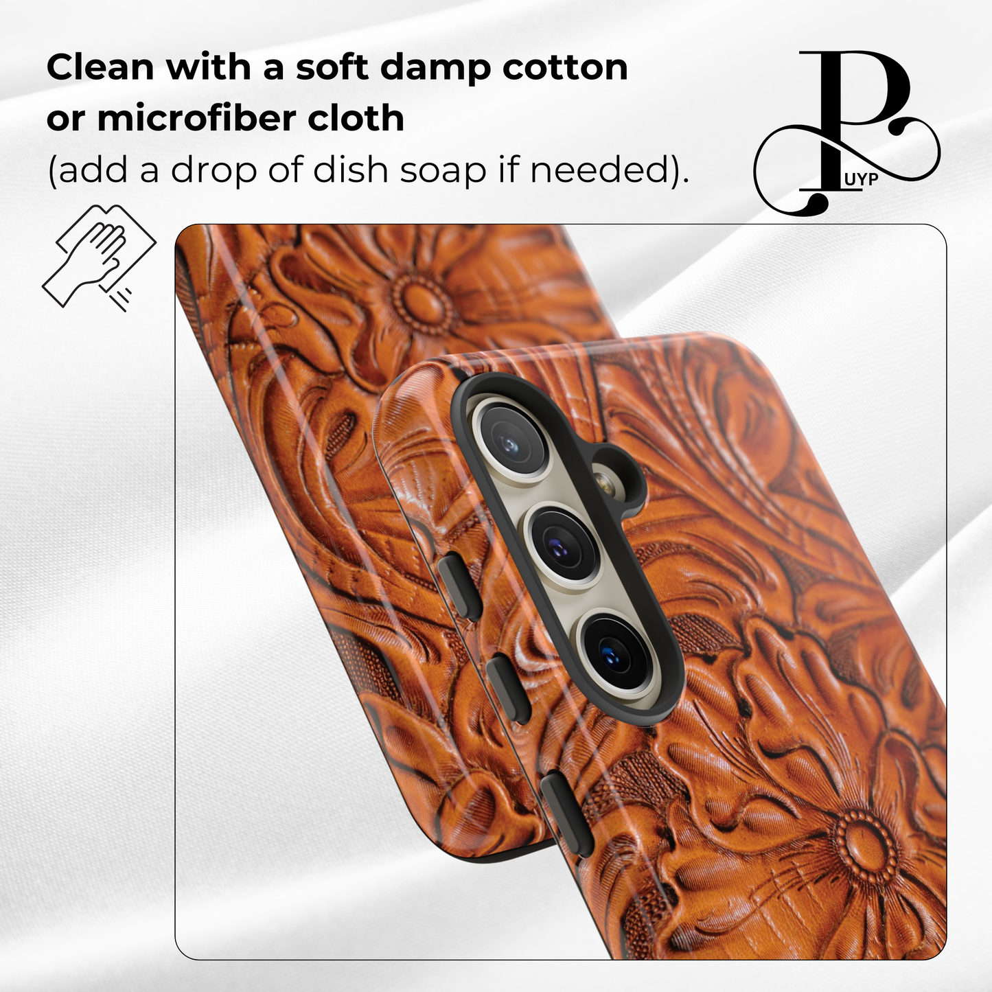 "Floral Leather Print" Custom Phone Case