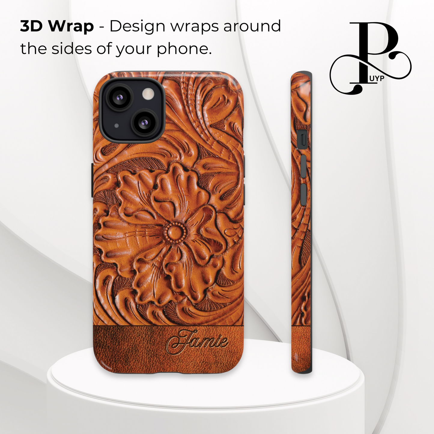 "Floral Leather Print" Custom Phone Case