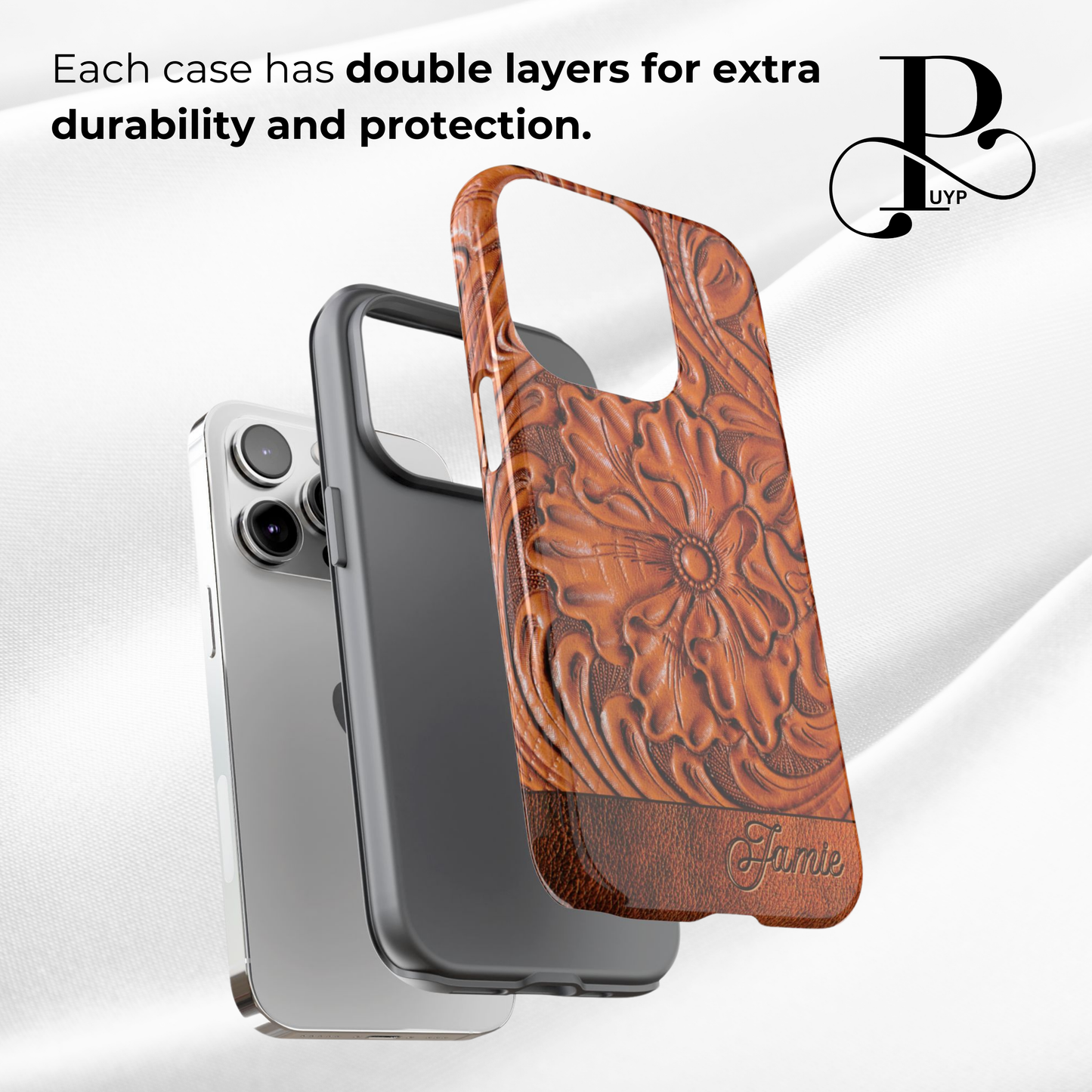 "Floral Leather Print" Custom Phone Case