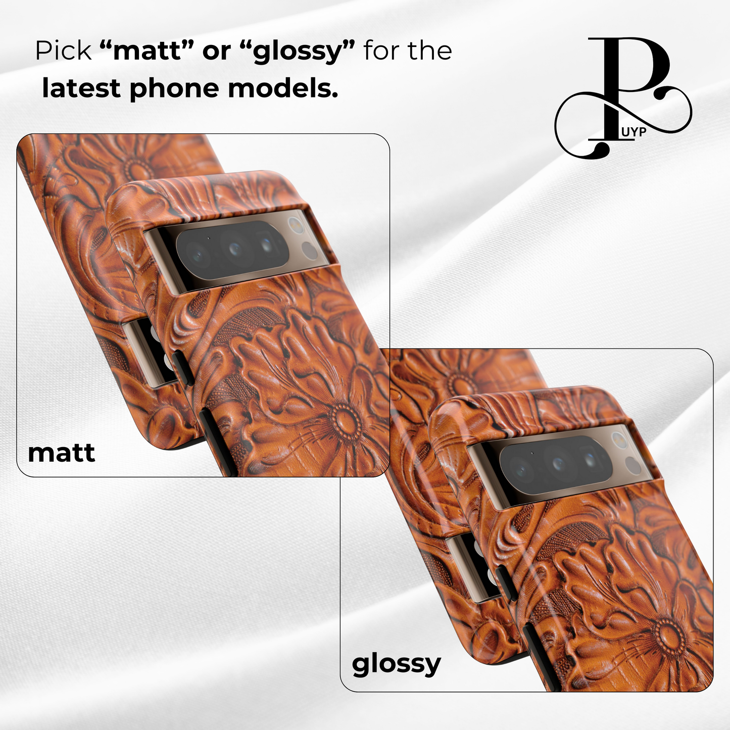 "Floral Leather Print" Custom Phone Case