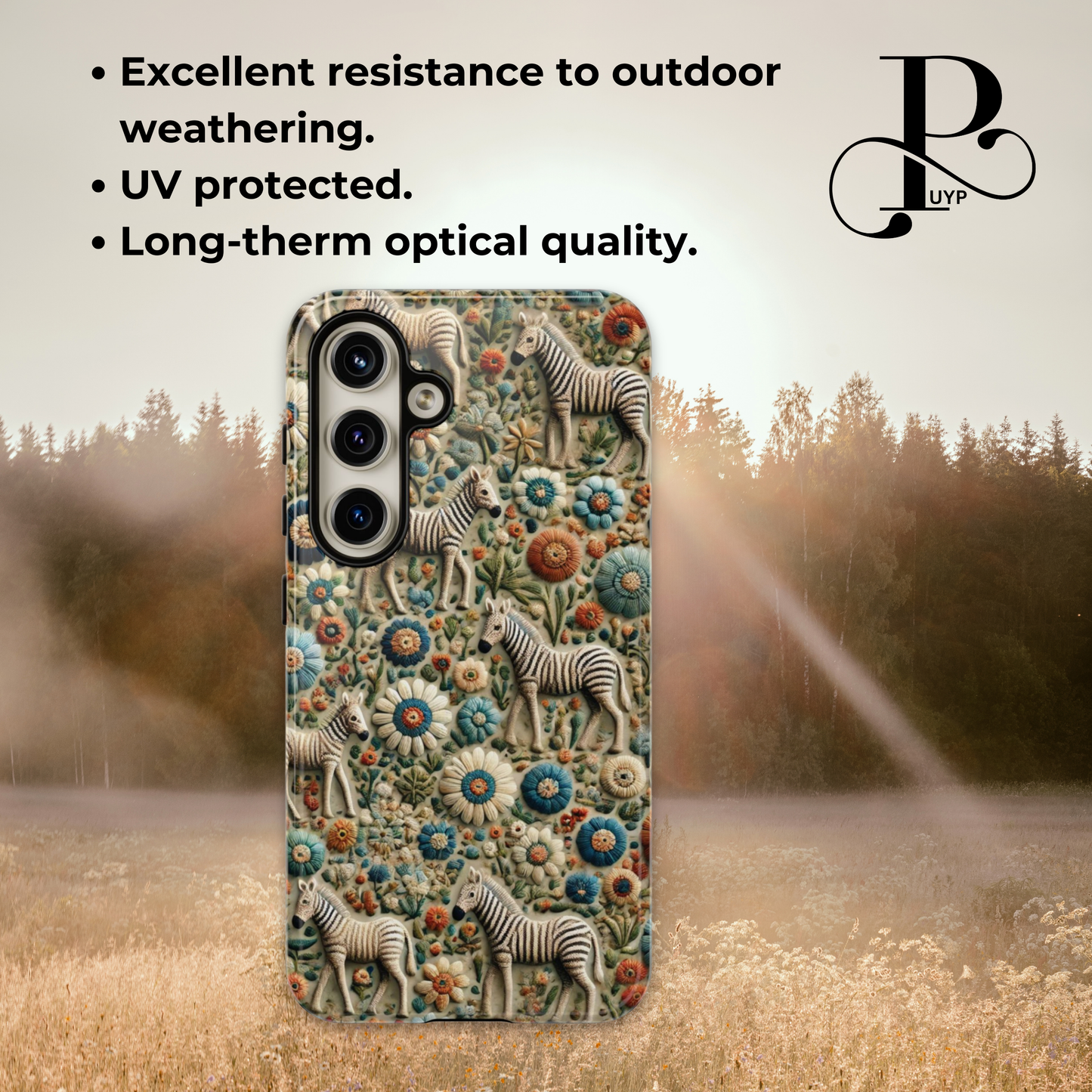 "Zebras in Bloom" Embroidered Phone Case
