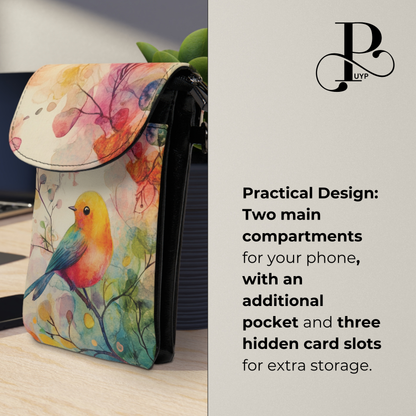 "Watercolor Bird Painting" Cell Phone Wallet