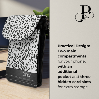 "Black and White Cheetah Print" Custom Cell Phone Wallet