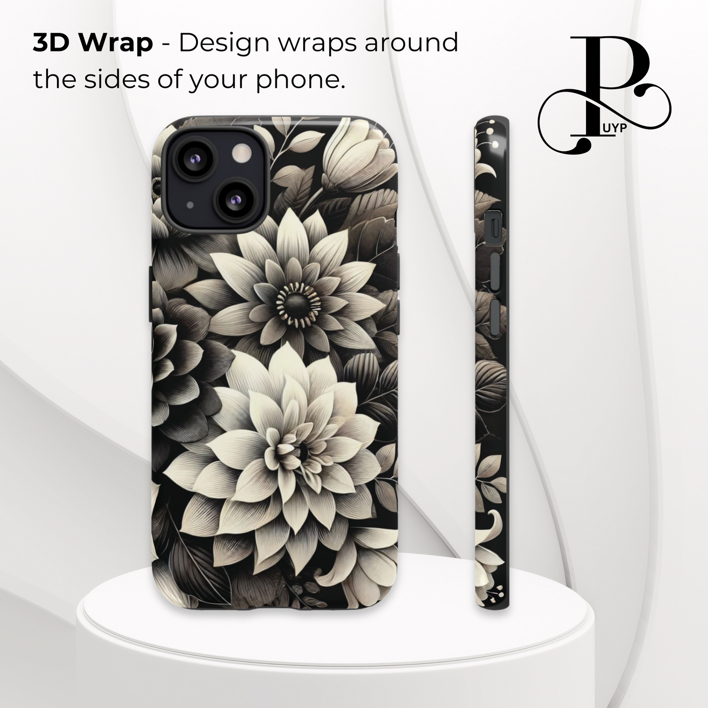 "Monochrome Blooms" Phone Case