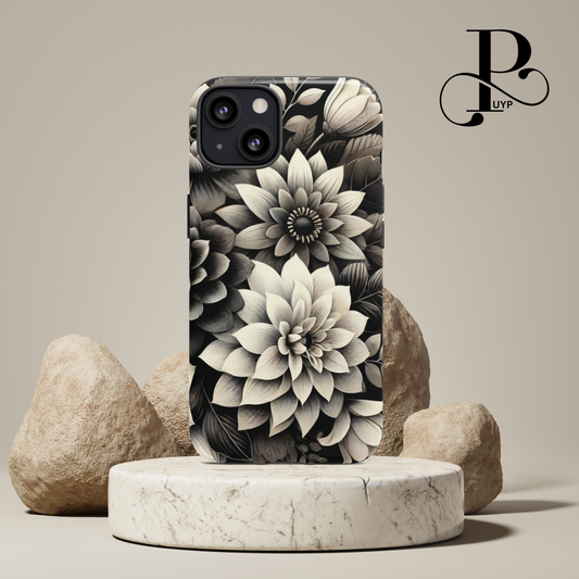 "Monochrome Blooms" Phone Case