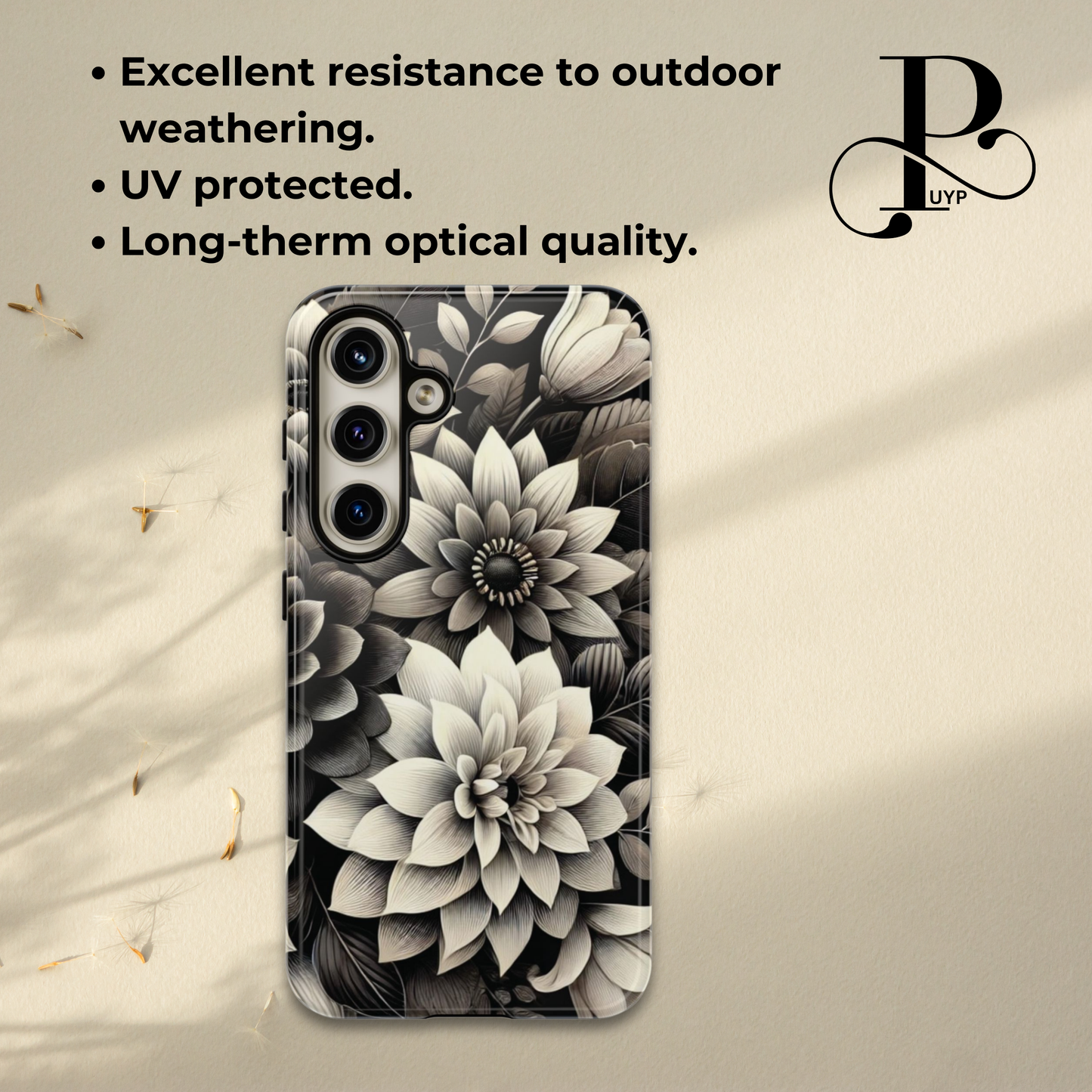 "Monochrome Blooms" Phone Case