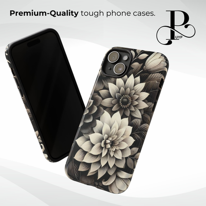 "Monochrome Blooms" Phone Case