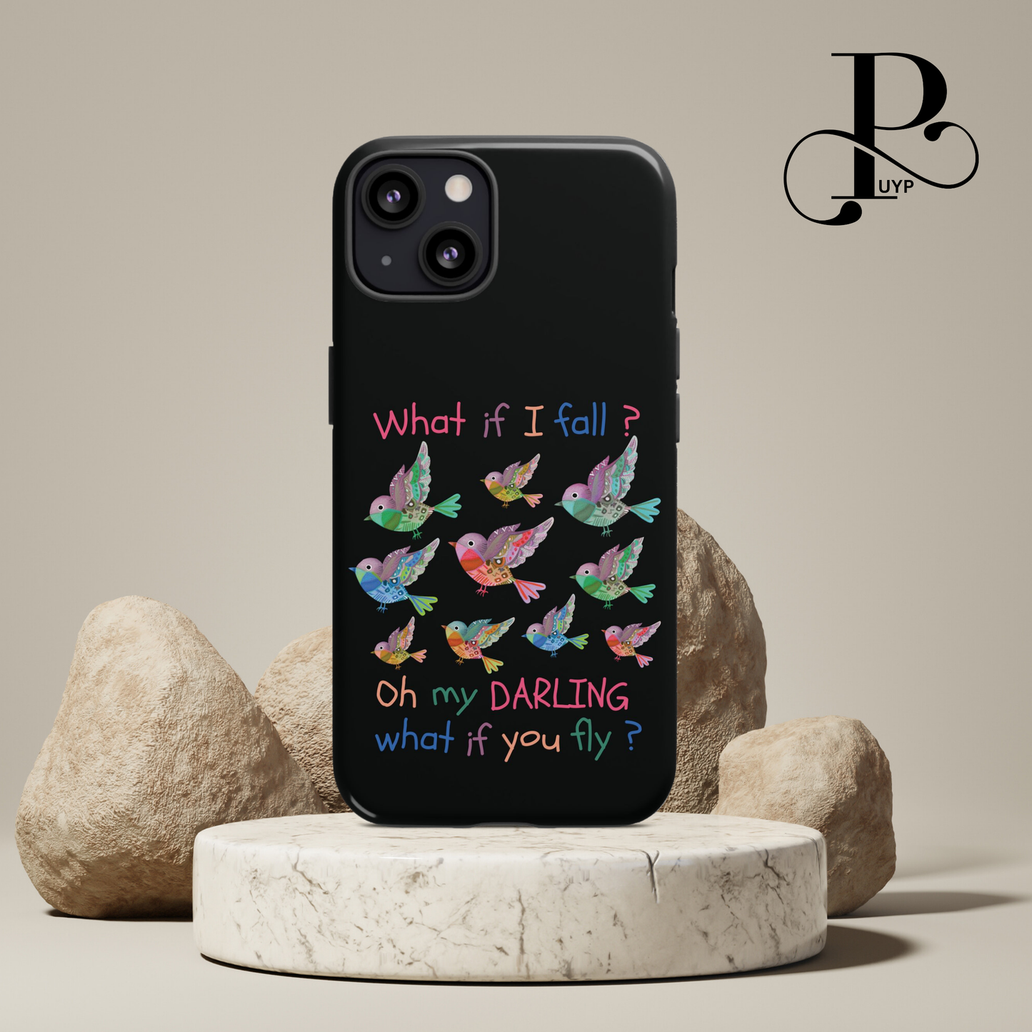 "Colorful Birds" Phone Case with Motivational Quote