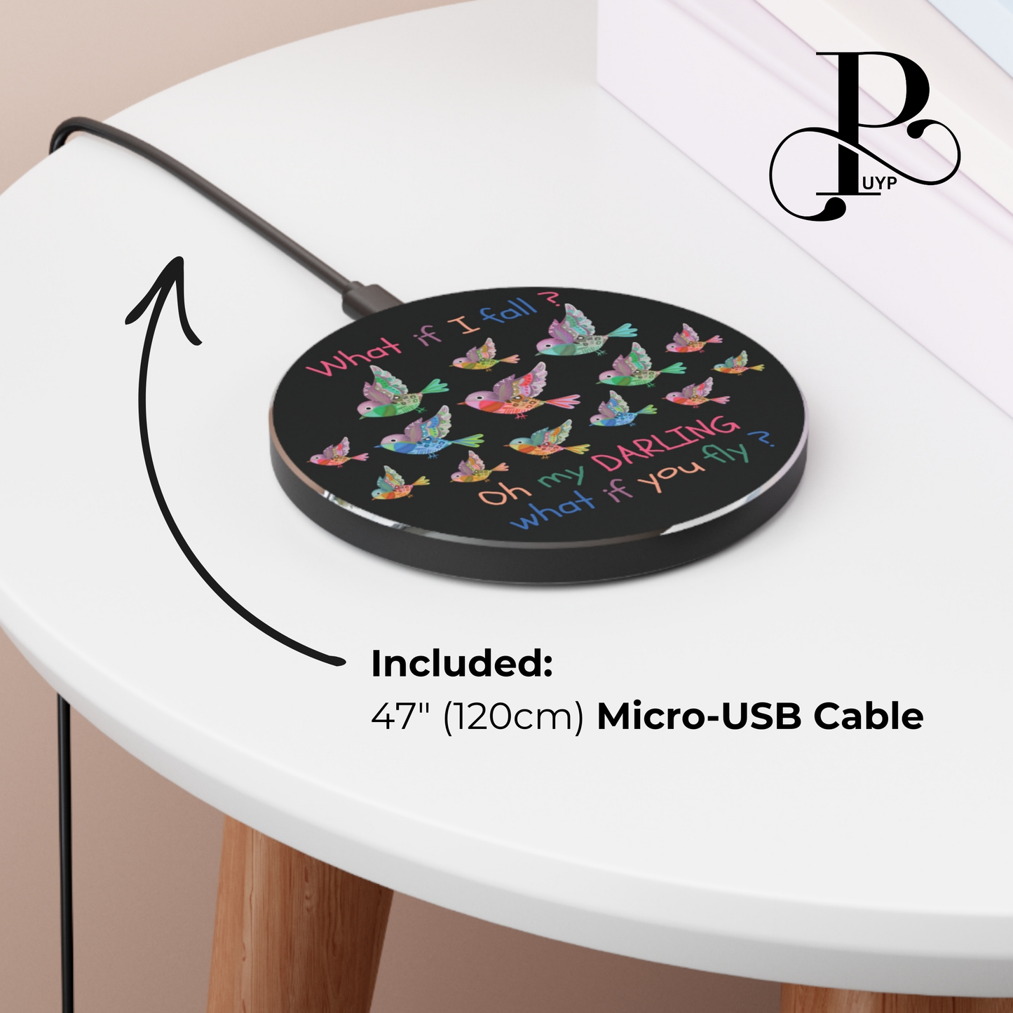 "Colorful Birds" Wireless Charger with Motivational Quote