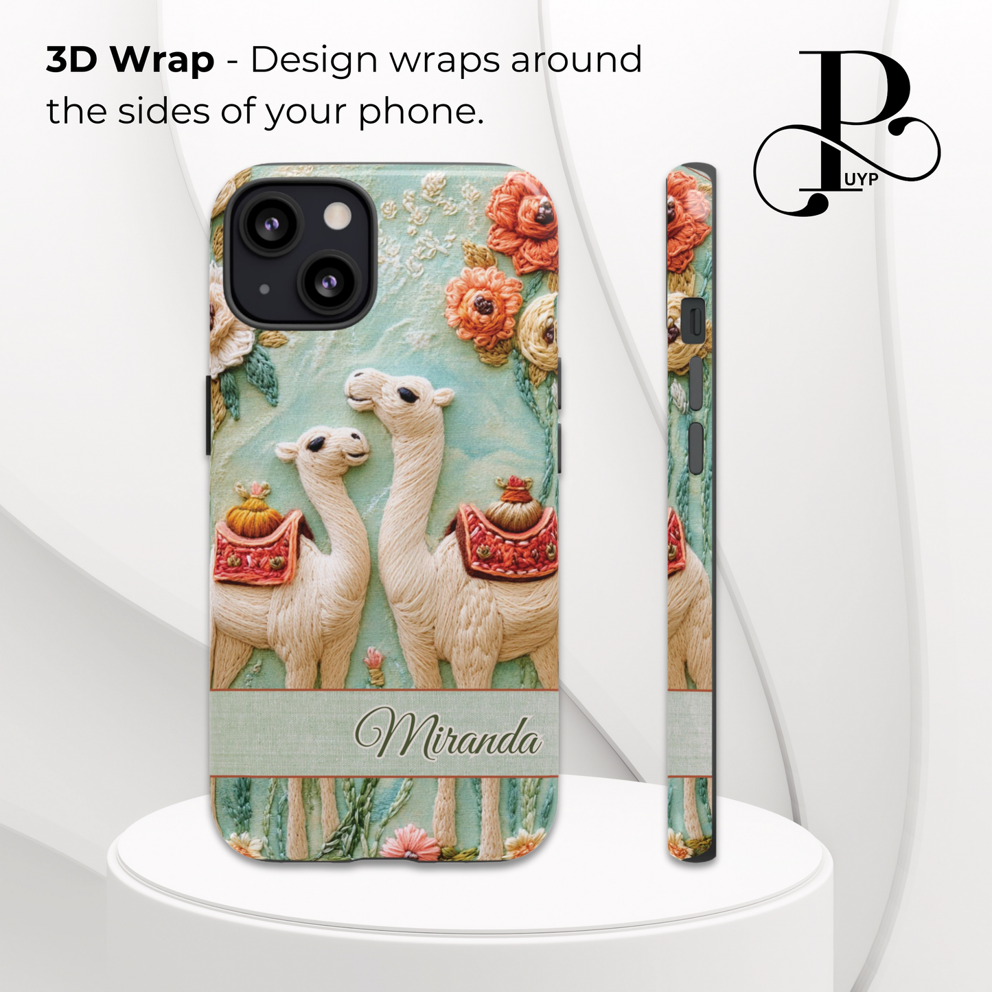 "Embroidered Camels and Flowers" Custom Phone Case