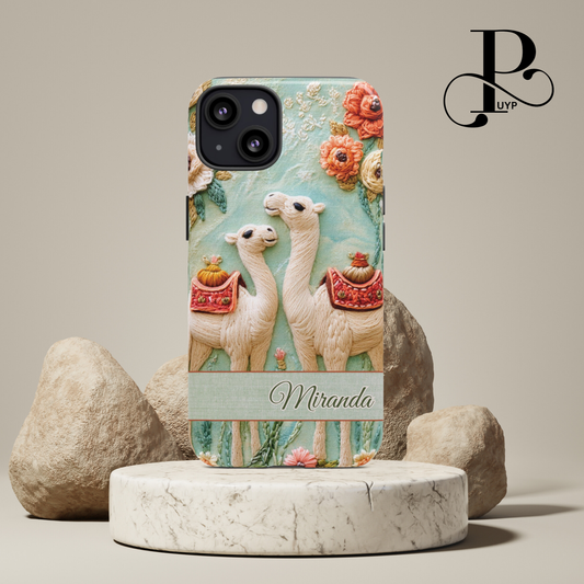 "Embroidered Camels and Flowers" Custom Phone Case