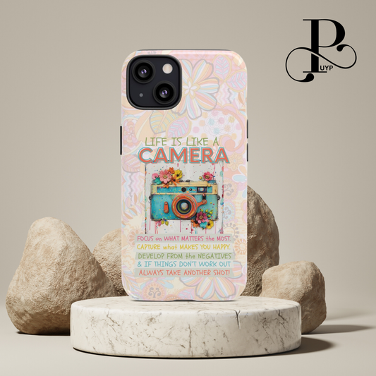 "Retro Camera" Phone Case with Motivational Quote