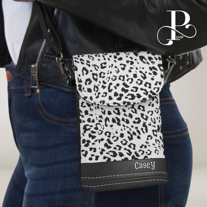 "Black and White Cheetah Print" Custom Cell Phone Wallet