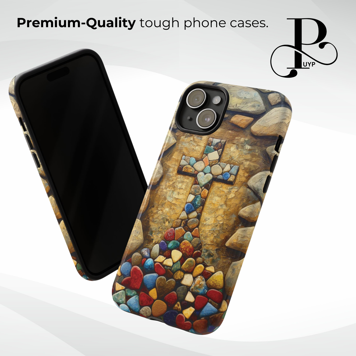 "Stones of Love" Cross Print Phone Case