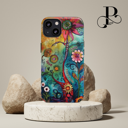 "Faith Love Happiness" Floral Phone Case