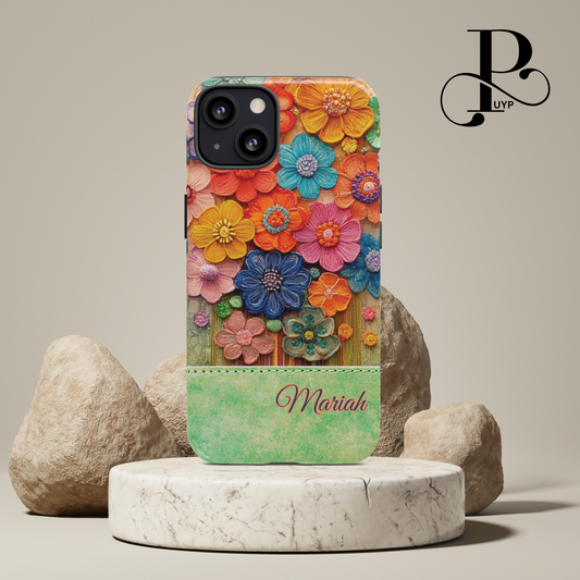 "Embroidered Wildflowers" Custom Phone Case