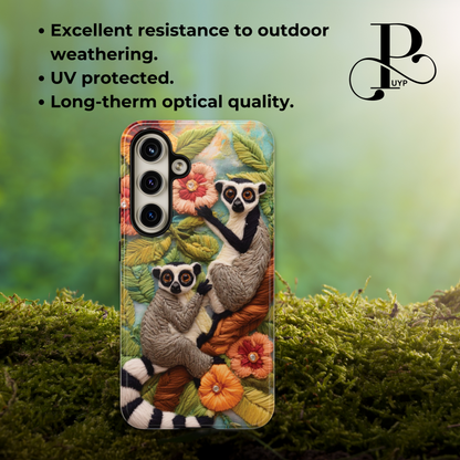 "Embroidered Lemurs" Phone Case