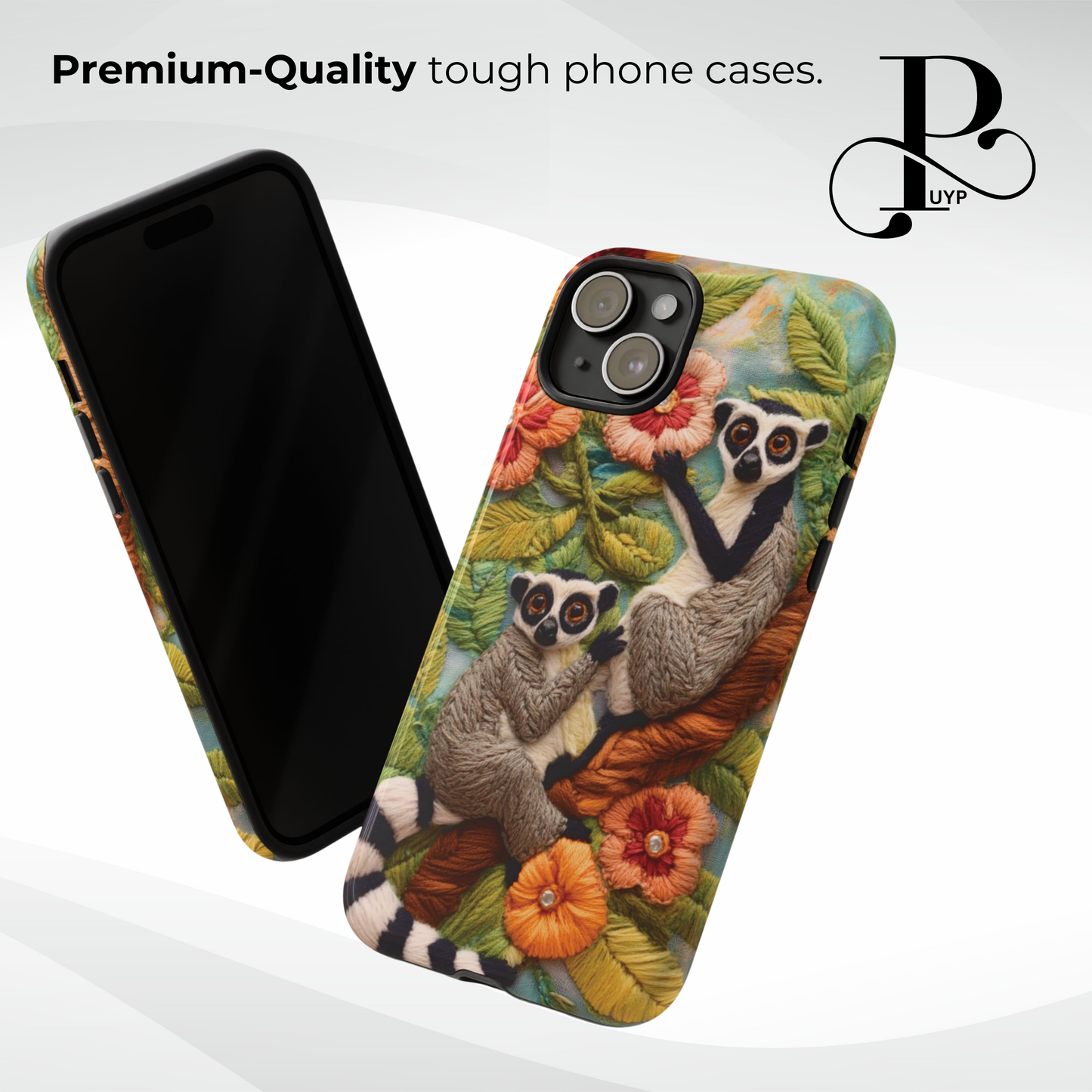 "Embroidered Lemurs" Phone Case