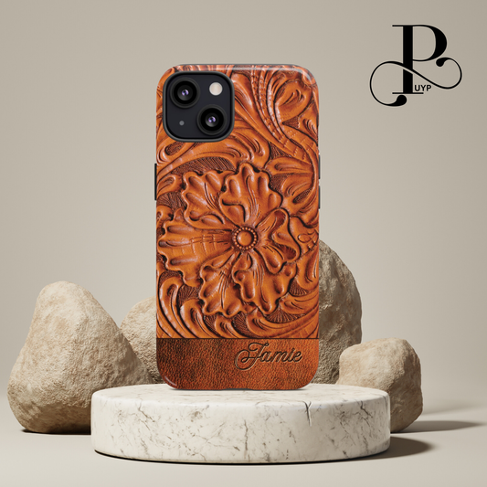 "Floral Leather Print" Custom Phone Case