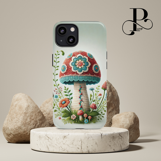 "Floral Embroidery" Ombre Mushroom Phone Case