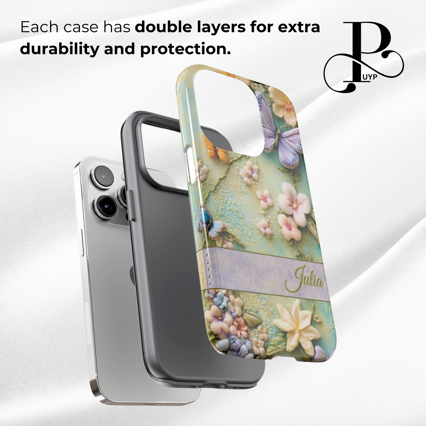 "Butterflies and Wildflowers" Custom Phone Case