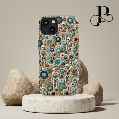 "Vintage Skeletons in Bloom" Phone Case