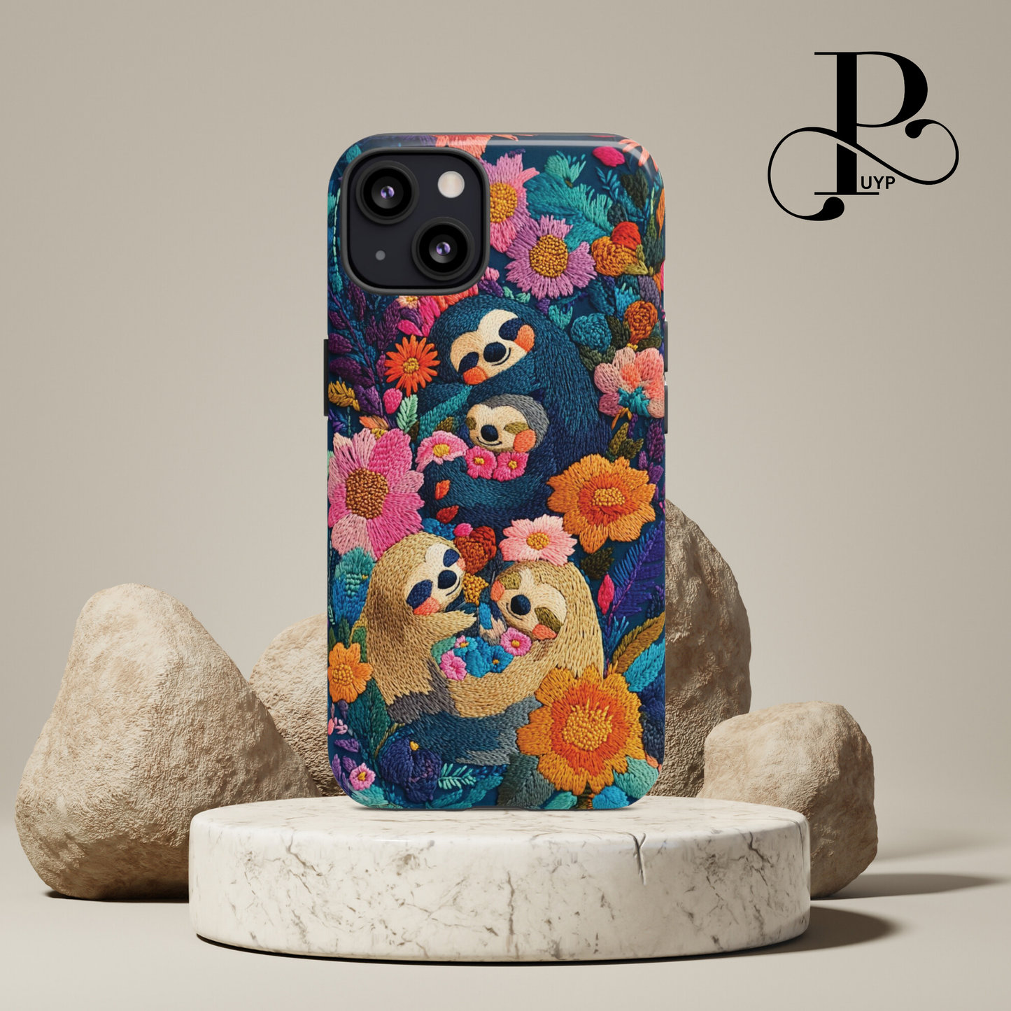 "Sloth Family" Floral Phone Case