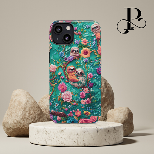 "Sloth Family in Bloom" Phone Case