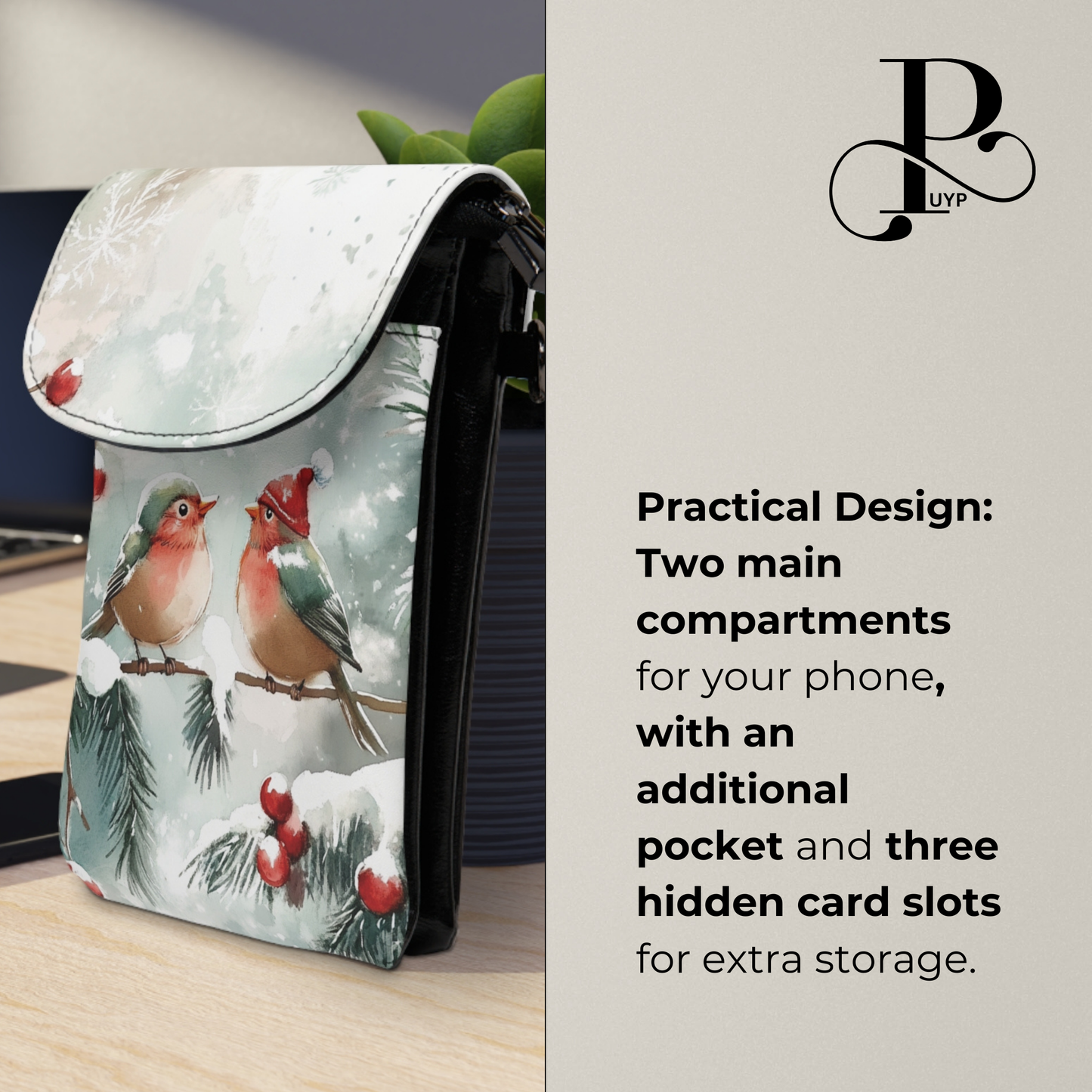 "Winter Birds" Cell Phone Wallet