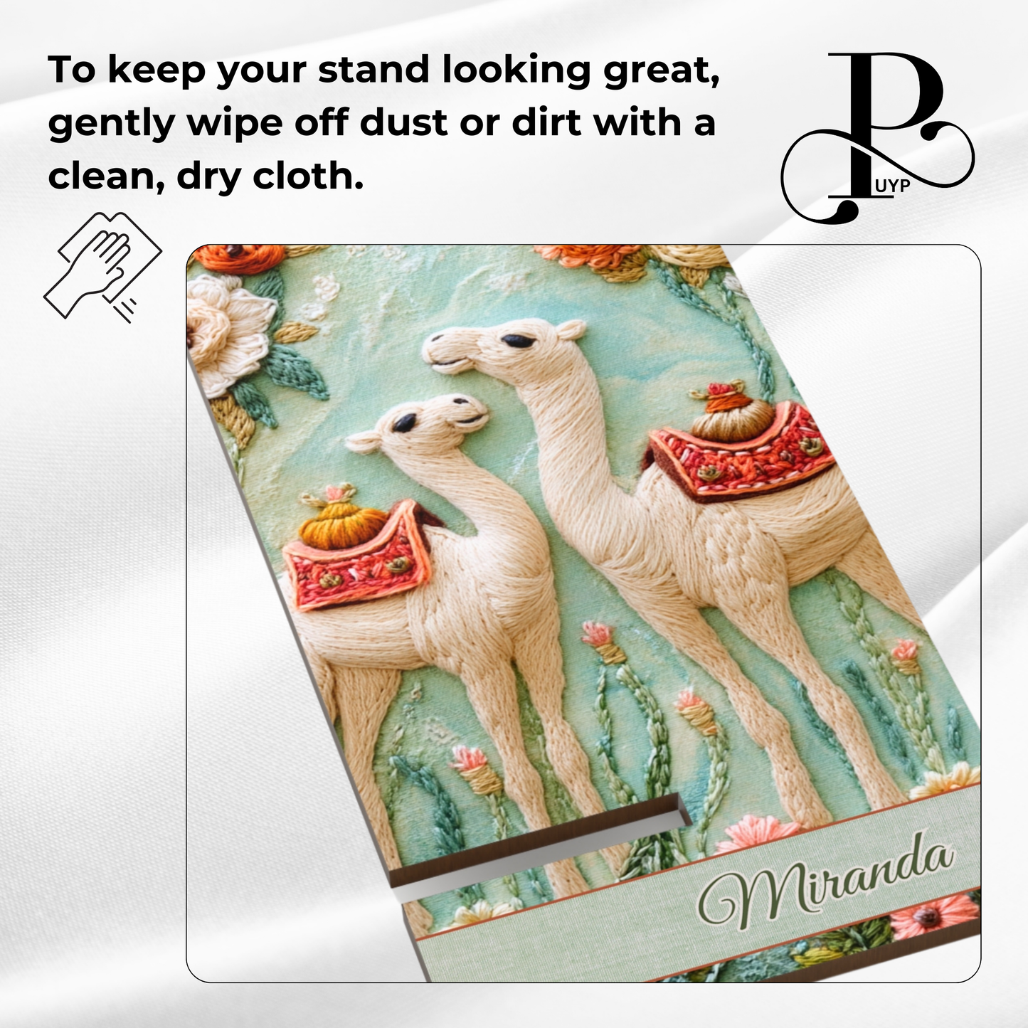 "Embroidered Camels and Flowers Print" Custom Mobile Display Stand