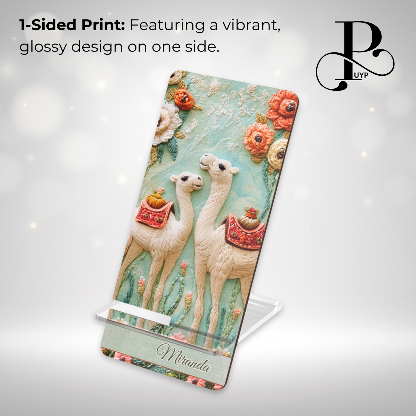 "Embroidered Camels and Flowers Print" Custom Mobile Display Stand