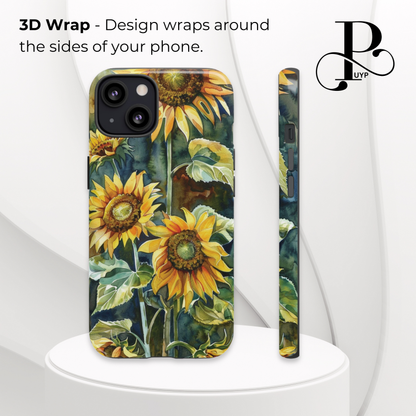 "Sunflower Watercolor Painting" Phone Case